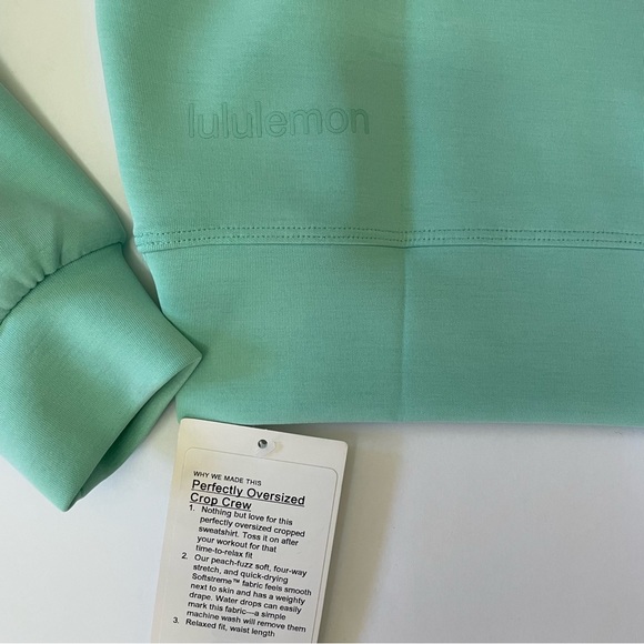 NWT Lululemon Perfectly Oversized Cropped Crew in Wild Mint Size 2 - Picture 8 of 8